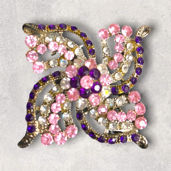 Crystals Encrusted Pin Brooch - Picture 1 of 6